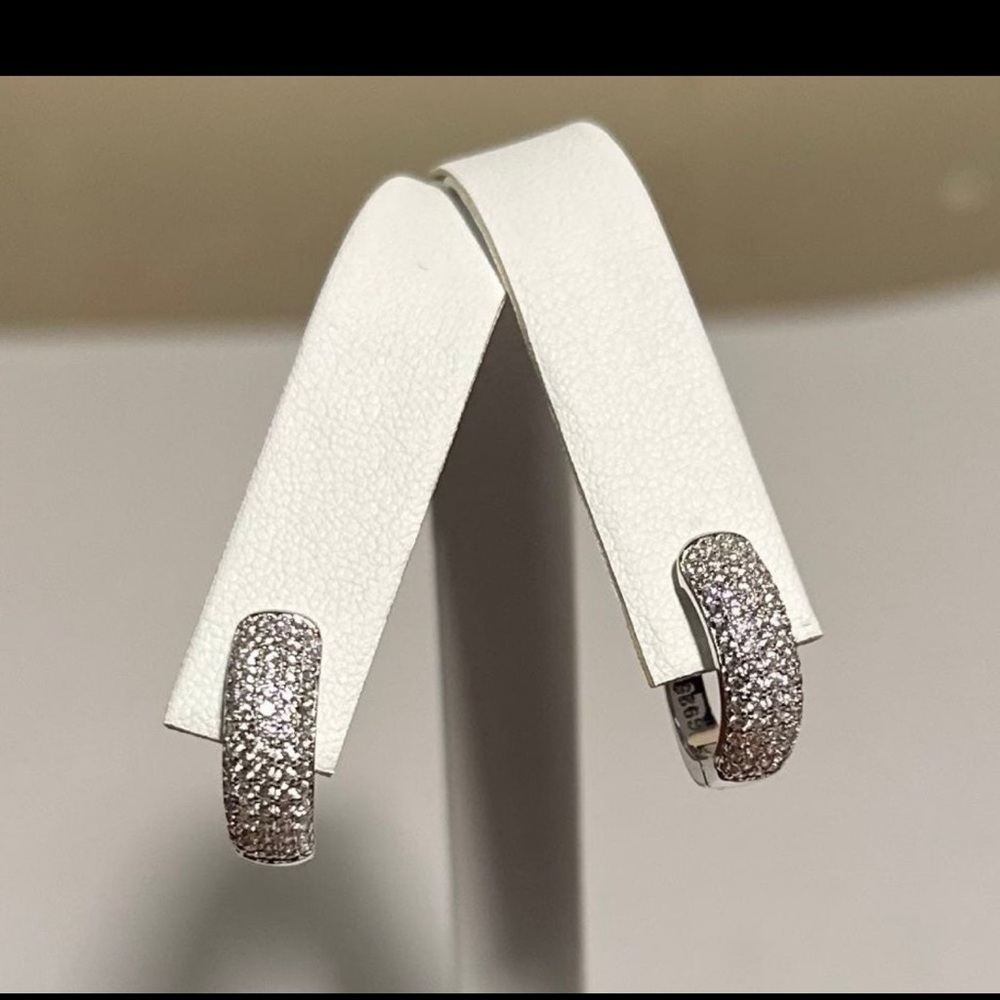 925 sterling silver pave Huggies